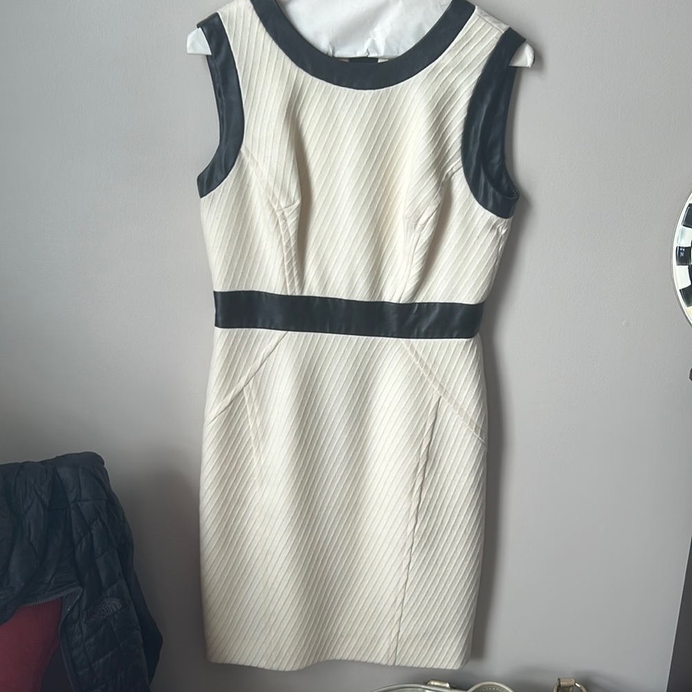 Milly by New York size 6 cream dress with leather accent